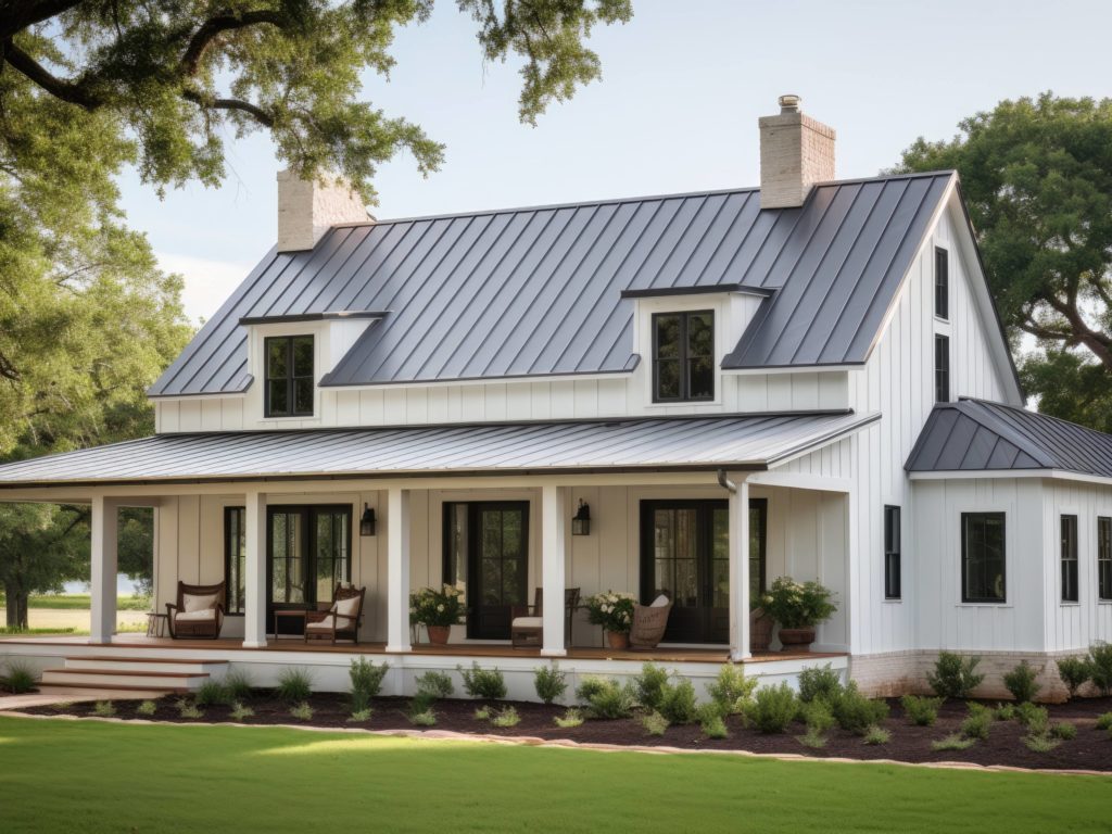 Photo of modern barndominium with white paint
