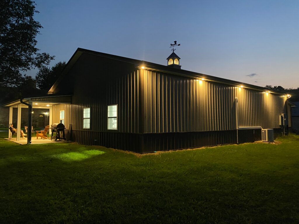Barndominium after dark