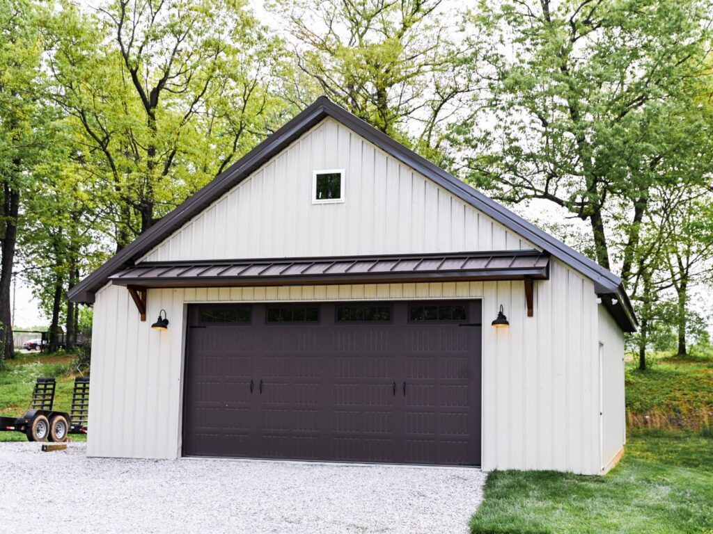 Photo of a metal building used as a high end garage
